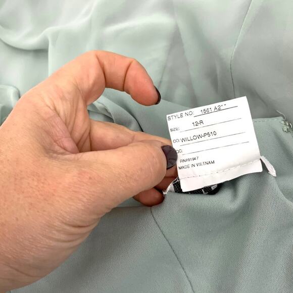 After Six Draped One Shoulder Maxi Dress Bow Scarf Size 12 NWOT $221 MSRP - Picture 8 of 10